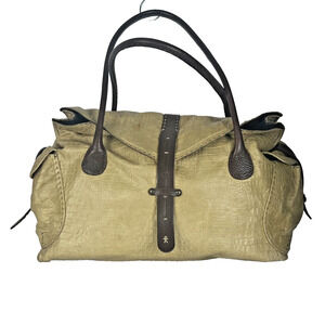 HENRY BEGUELIN Leather Boston Bag Crocodile Skin Leather Lined